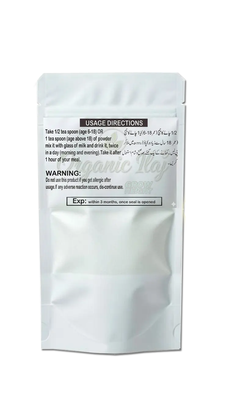 Herbal Grow Height Powder – Grow Taller Naturally! (50g) organicilaj